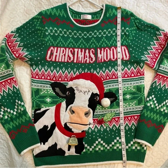 Christmas Moood Cow Sweater Working Bell Women’s Small Crazy Tacky Wacky Fun - Picture 7 of 8